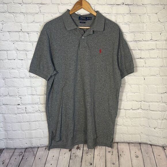 Polo Ralph Lauren Classic Fit Mens Gray Marble Polo Short Sleeve Shirt size XL - Picture 1 of 7